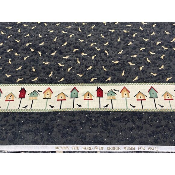 Debbie Mumm "Mumms The Word" Birdhouse Border Cotton Fabric 2.30 Yards x 42" W - Picture 3 of 10